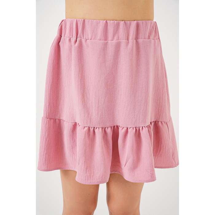 Kadın Ayrobin Mini Etek 8054 - Pudra