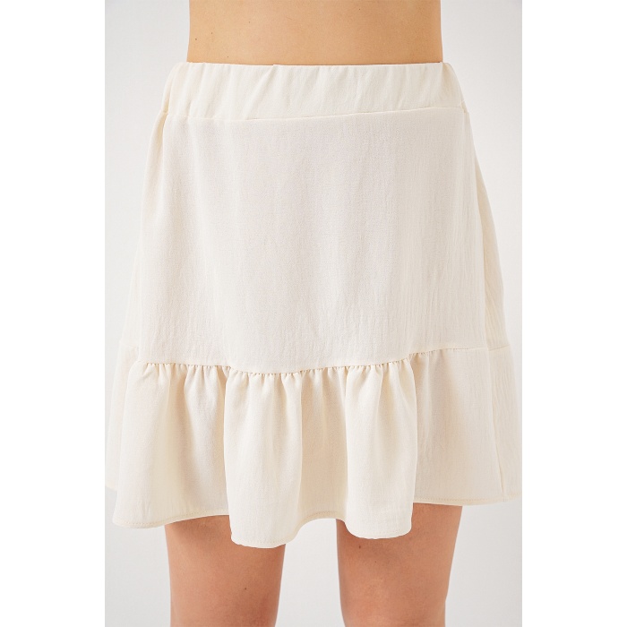 Kadın Ayrobin Mini Etek 8054 - Ekru