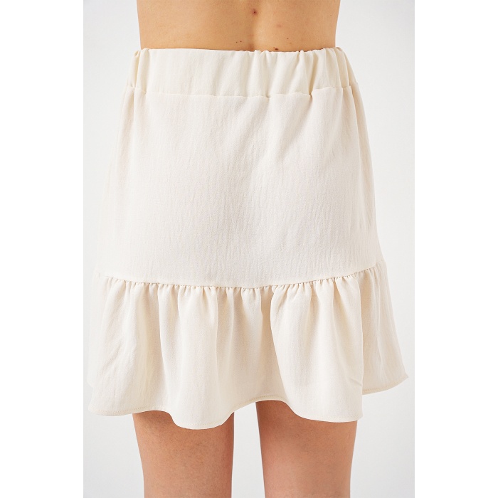 Kadın Ayrobin Mini Etek 8054 - Ekru