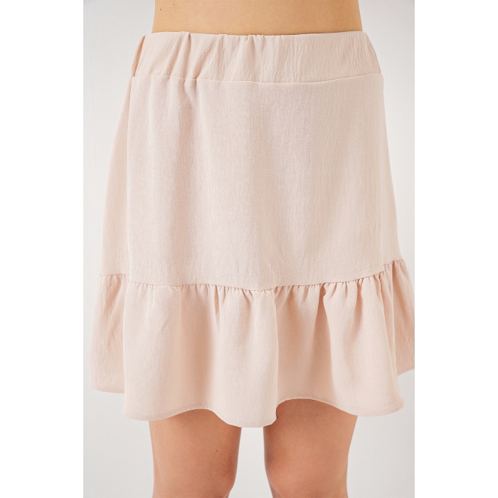 Kadın Ayrobin Mini Etek 8054 - Krem