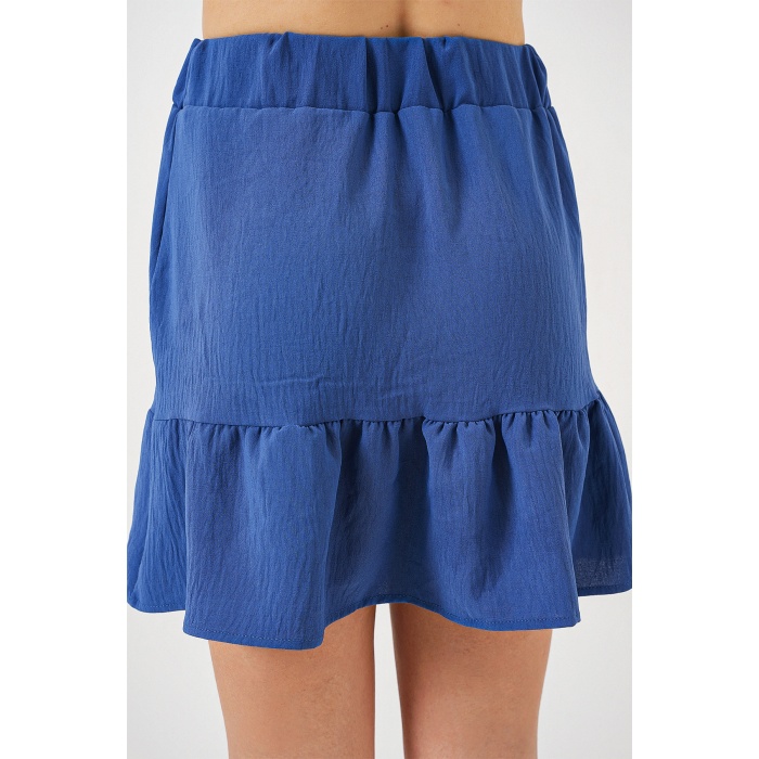 Kadın Ayrobin Mini Etek 8054 - İndigo