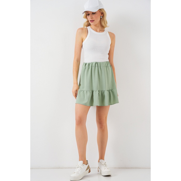 Kadın Ayrobin Mini Etek 8054 - Mint