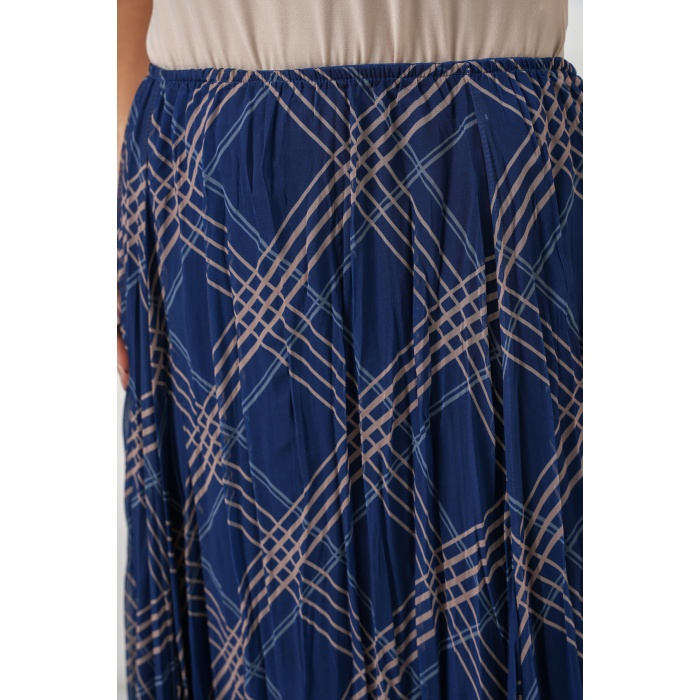 Kadın Asimetrik Kesim Şifon Etek 8056 - Lacivert