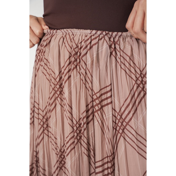 Kadın Asimetrik Kesim Şifon Etek 8056 - Vizon