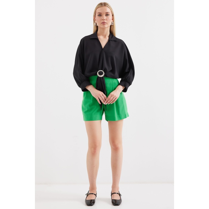 905 Oversize Dökümlü Bluz - Siyah