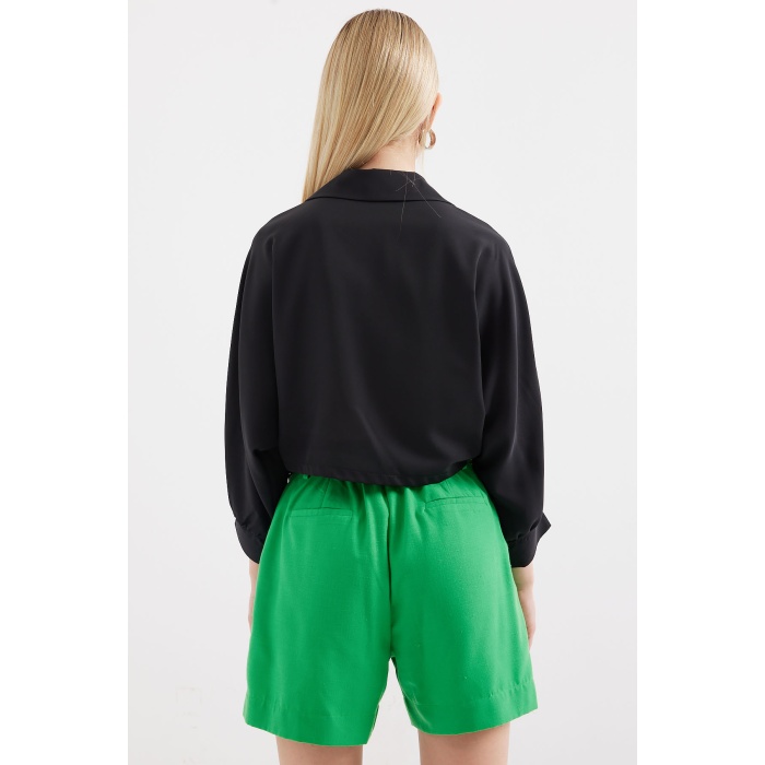 905 Oversize Dökümlü Bluz - Siyah