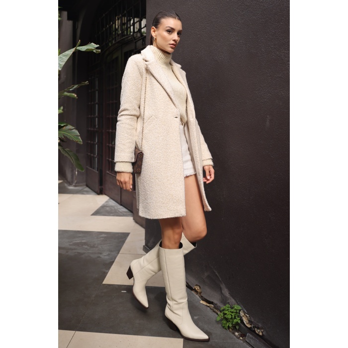 9082 Oversize Kaşe Kaban - M. Krem