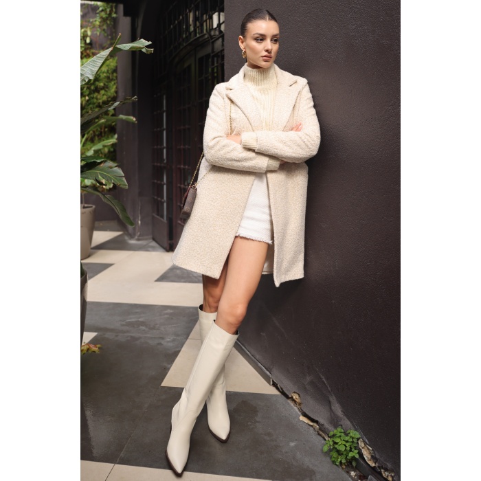 9082 Oversize Kaşe Kaban - M. Krem