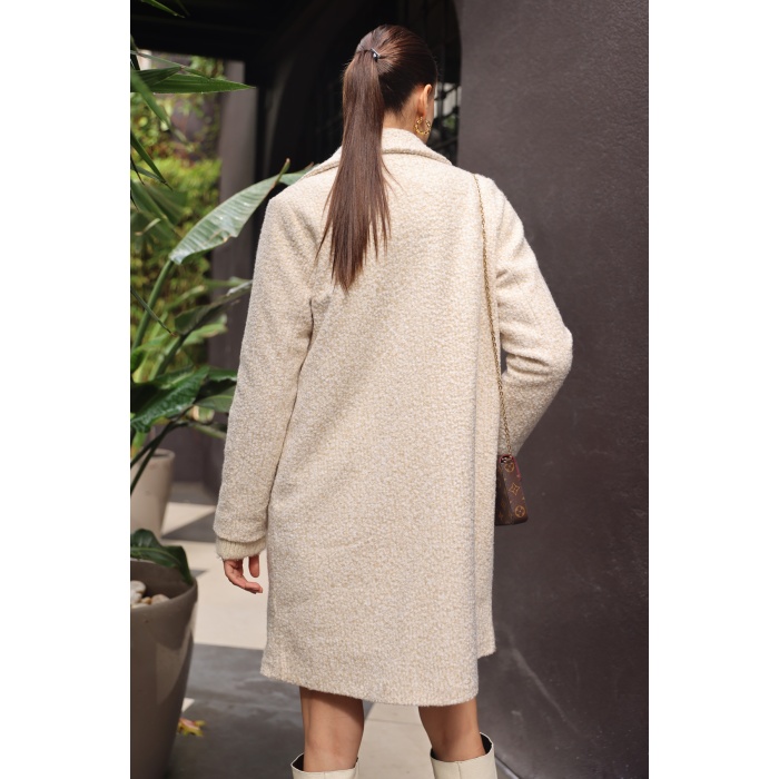 9082 Oversize Kaşe Kaban - M. Krem