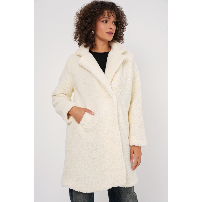 9148 Oversize Peluş Kaban - Ekru