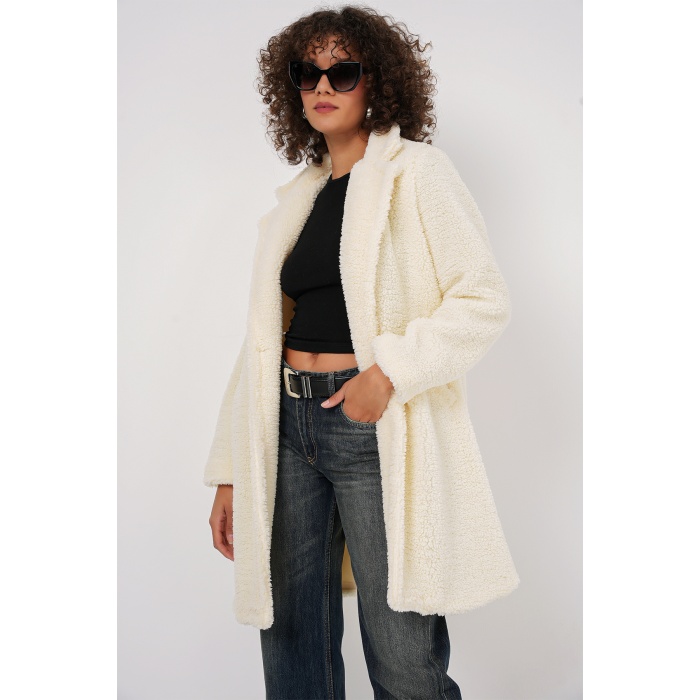 9148 Oversize Peluş Kaban - Ekru