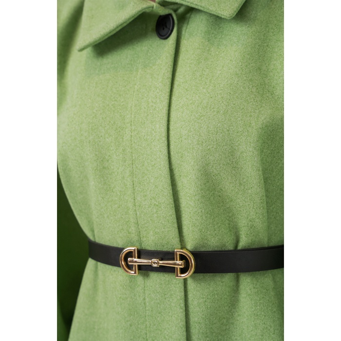 Kadın Kemerli Kaşe Panço 9170 - E.Yeşil