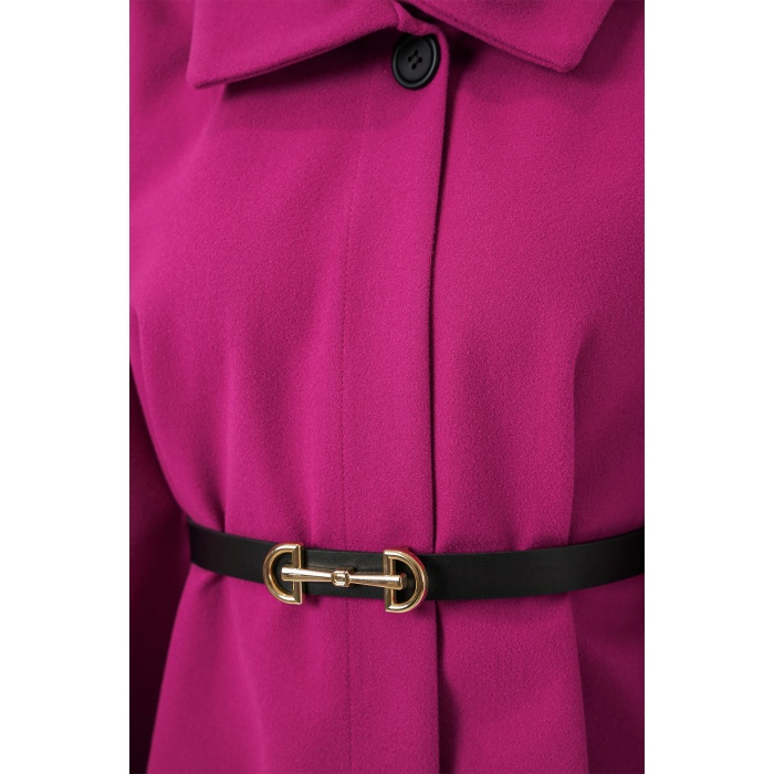 Kadın Kemerli Kaşe Panço 9170 - Koyu Pembe