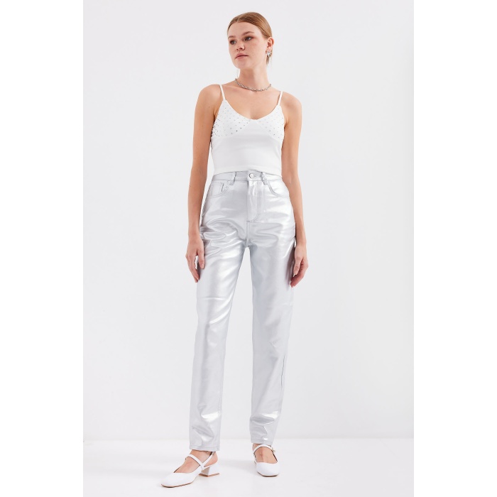 918 İp Askılı Crop Top - Beyaz