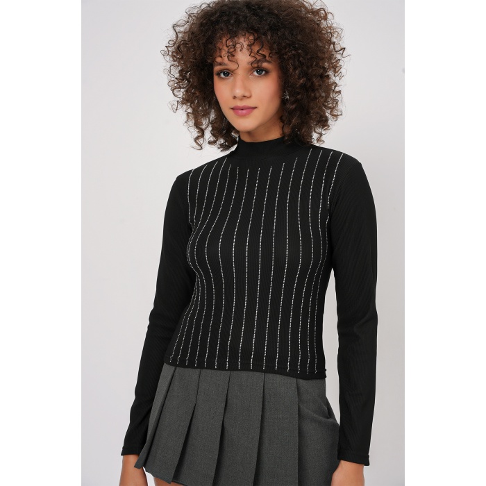 922 Taşlı Body - Siyah