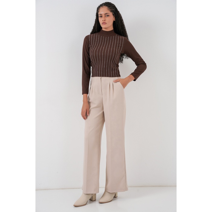 922 Taşlı Body - Kahverengi