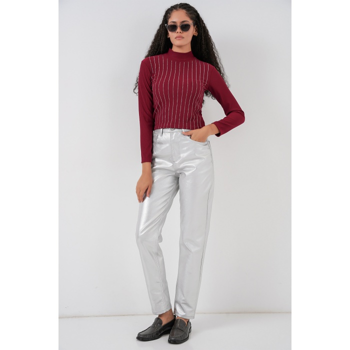 922 Taşlı Body - Bordo