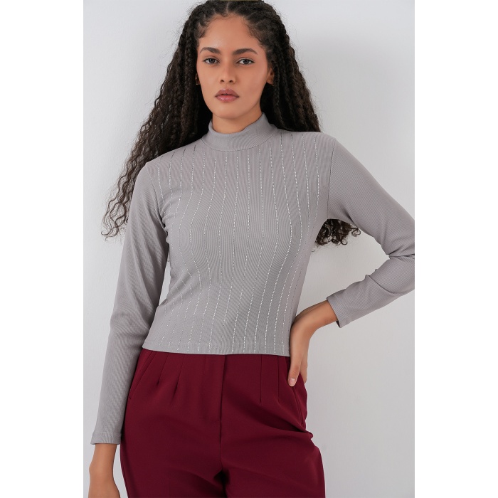 922 Taşlı Body - Gri