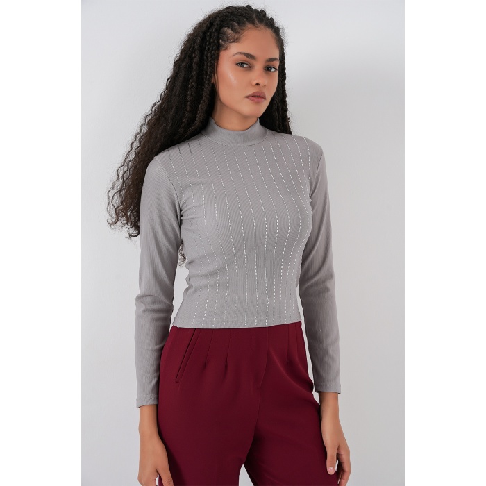 922 Taşlı Body - Gri