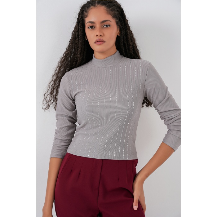 922 Taşlı Body - Gri