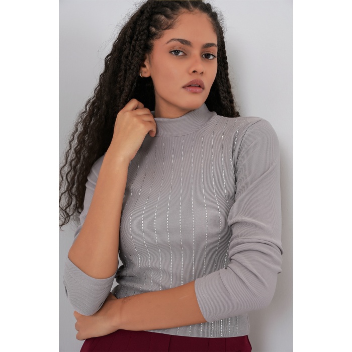 922 Taşlı Body - Gri