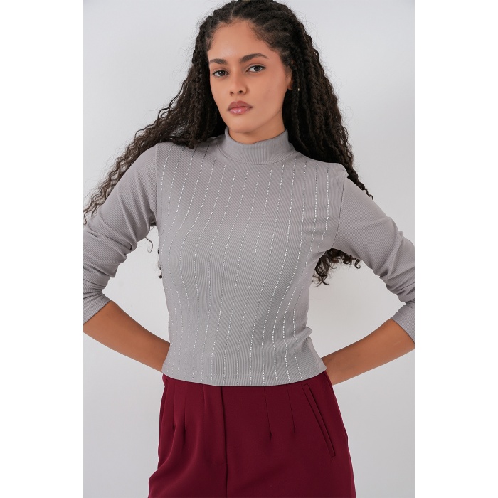 922 Taşlı Body - Gri