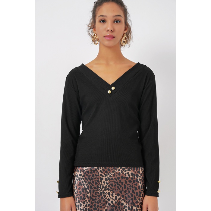 923 Uzun Kollu Body - Siyah