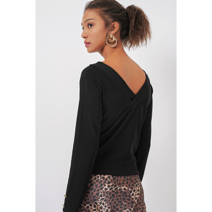 923 Uzun Kollu Body - Siyah