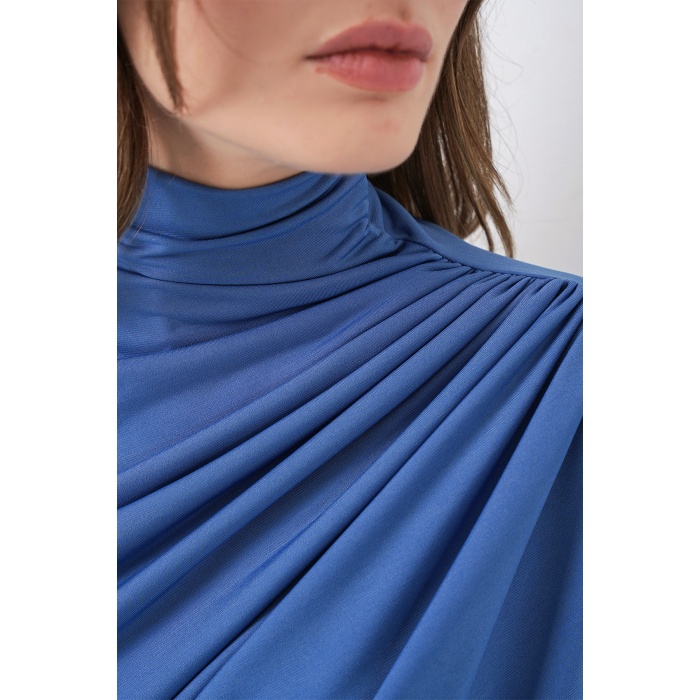 925 Büzgü Detaylı Sandy Bluz - İndigo