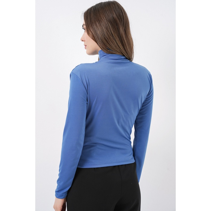 925 Büzgü Detaylı Sandy Bluz - İndigo