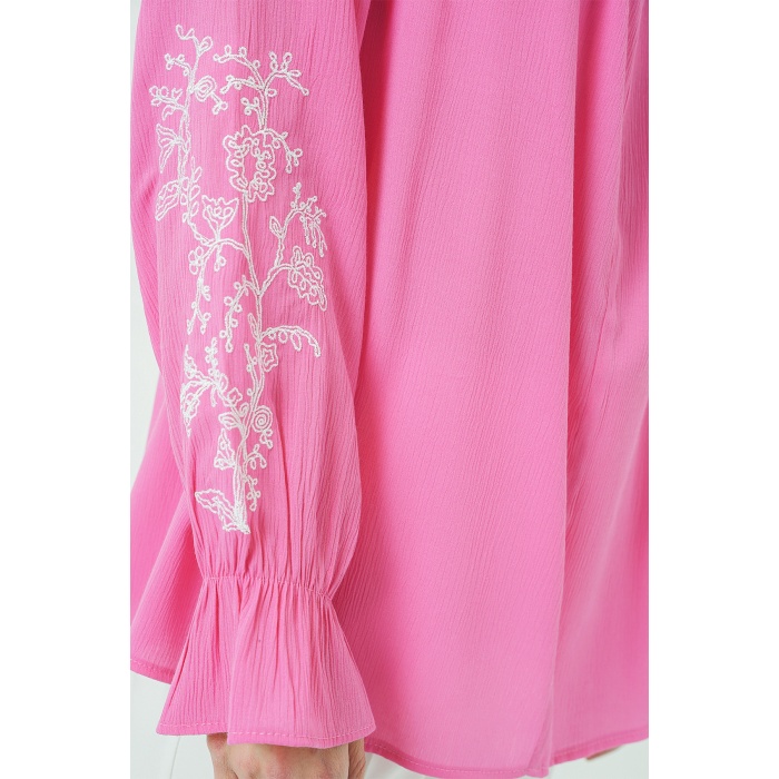 Kadın Nakışlı Örme Bluz 941 - Pembe