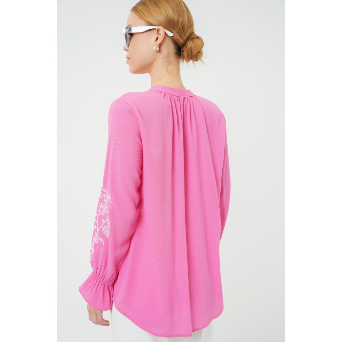 Kadın Nakışlı Örme Bluz 941 - Pembe