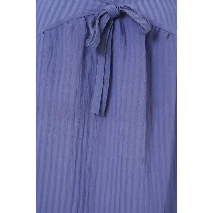 Kadın Önü Bağcıklı Uzun Kol Bluz 946 - İndigo