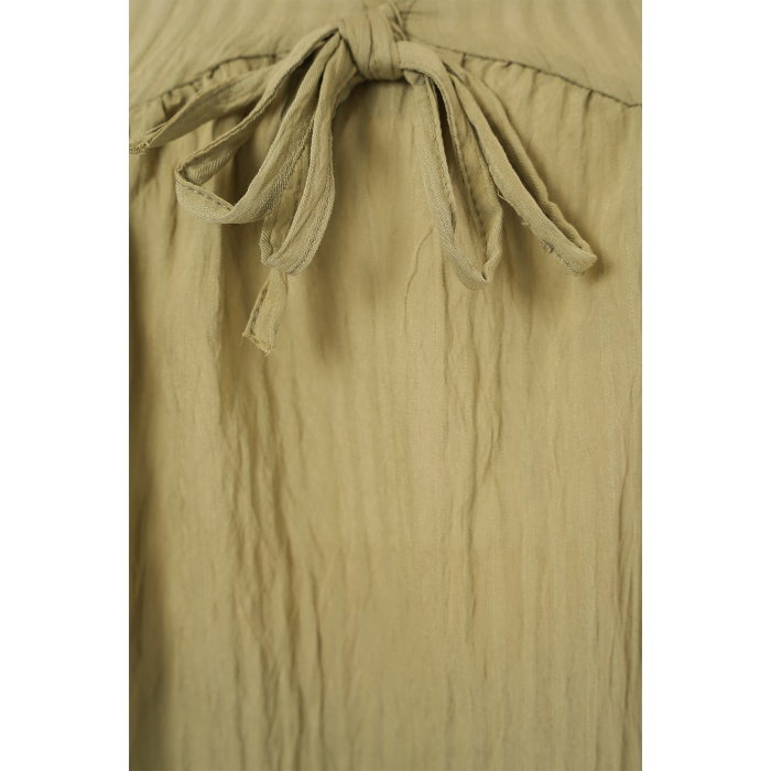 Kadın Önü Bağcıklı Uzun Kol Bluz 946 - Çağla