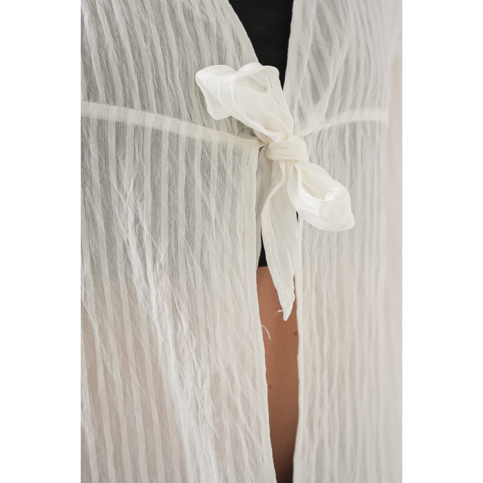 Kadın Önü Bağcıklı Bluz 952 - Beyaz