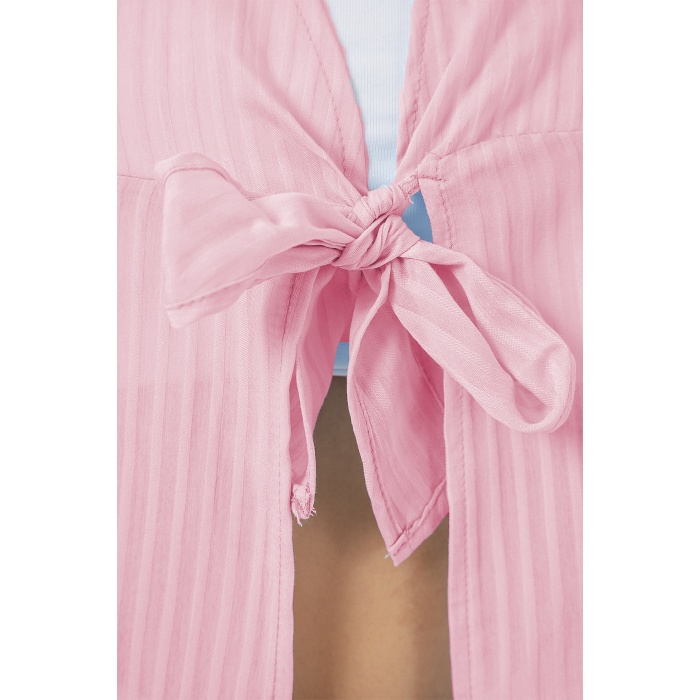 Kadın Önü Bağcıklı Bluz 952 - Pudra