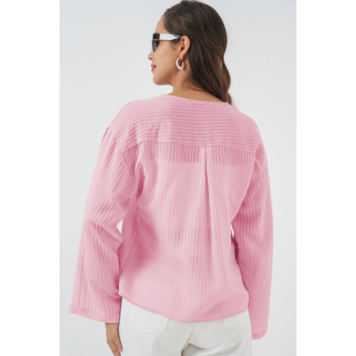Kadın Önü Bağcıklı Bluz 952 - Pudra