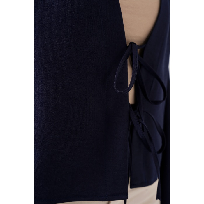 Önü Bağlamalı Keten Kimono 960 - Lacivert