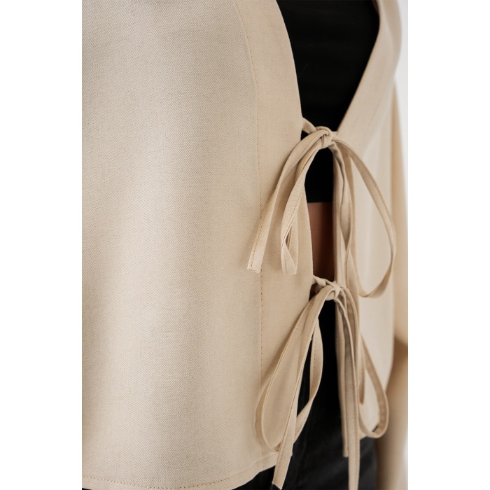 Önü Bağlamalı Keten Kimono 960 - Krem