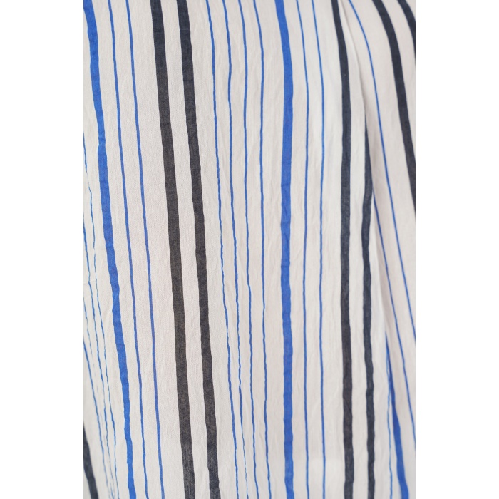 Kadın Çizgili Oversize Bluz 967 - Lacivert