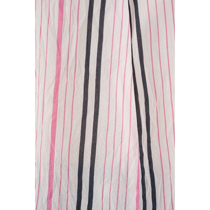 Kadın Çizgili Oversize Bluz 967 - Pembe