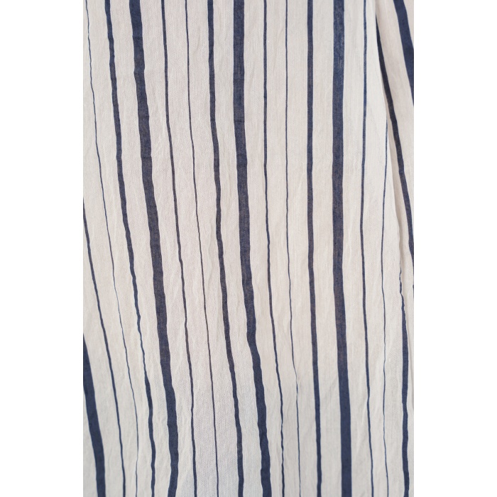 Kadın Çizgili Oversize Bluz 967 - F.Lacivert