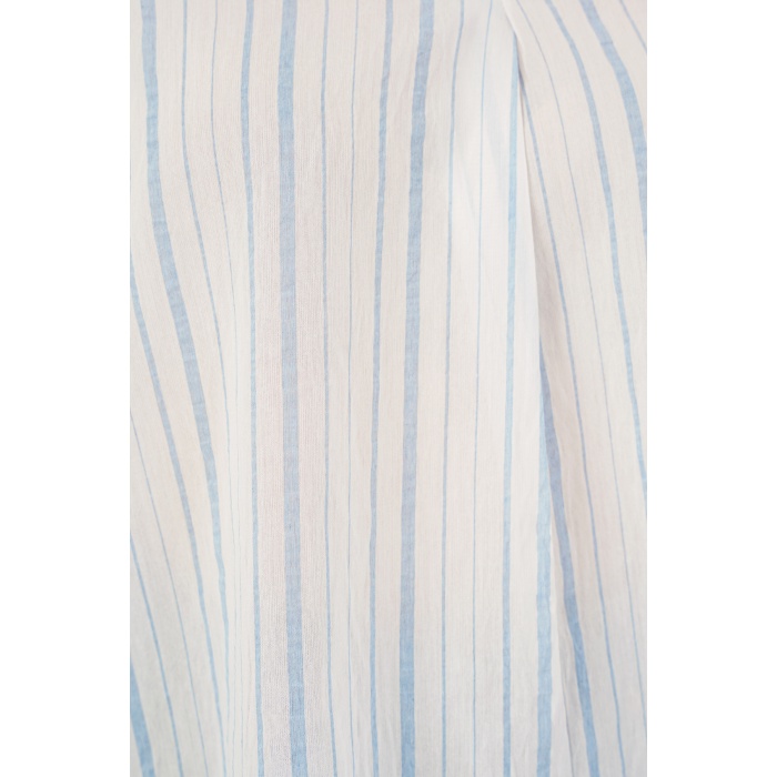 Kadın Çizgili Oversize Bluz 967 - A.Mavi