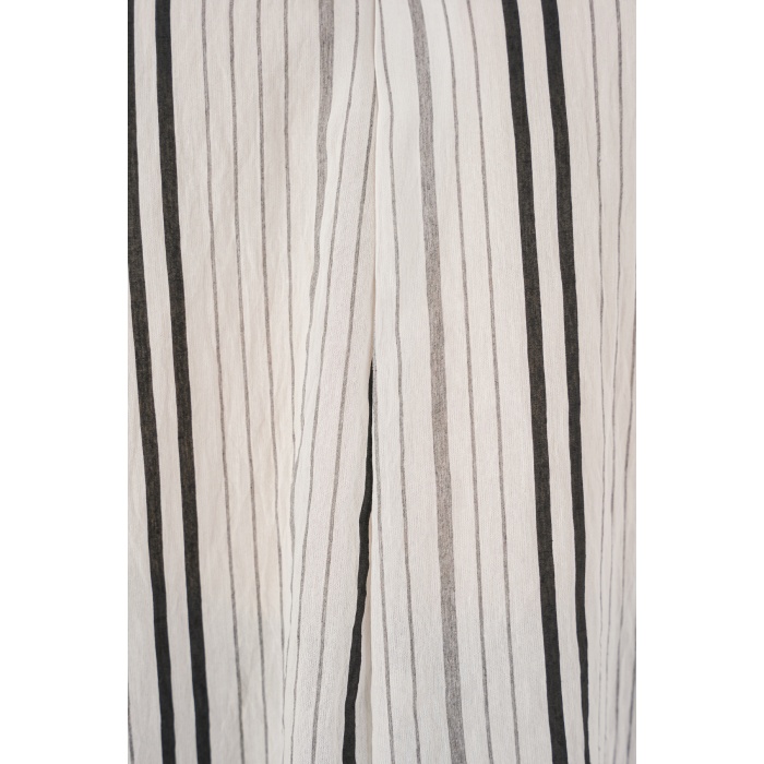 Kadın Çizgili Oversize Bluz 967 - Taş