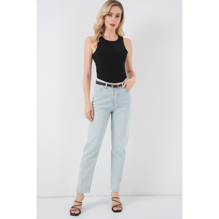 Kadın Halter Yaka Çıtçıtlı Body 972 - Siyah