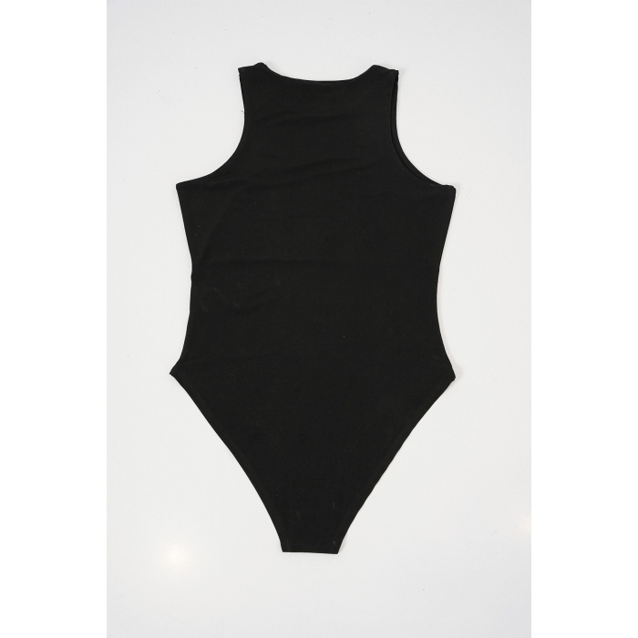 Kadın Halter Yaka Çıtçıtlı Body 972 - Siyah