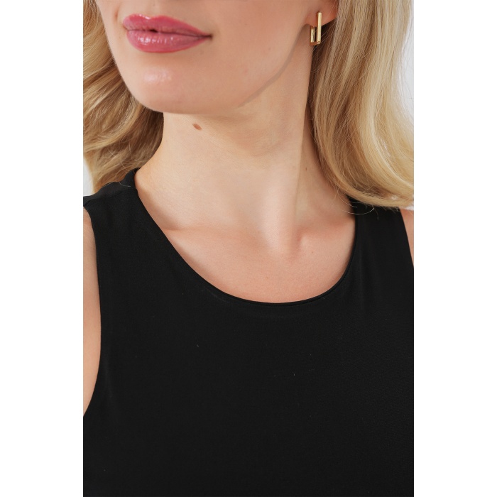 Kadın Halter Yaka Çıtçıtlı Body 972 - Siyah