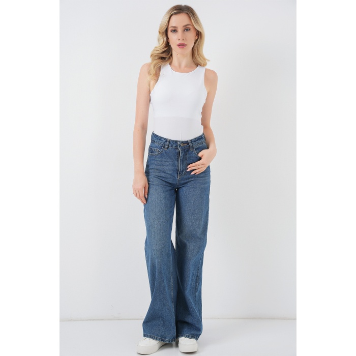 Kadın Halter Yaka Çıtçıtlı Body 972 - Beyaz