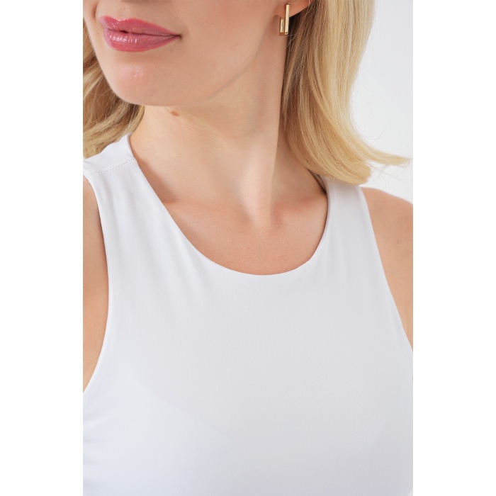 Kadın Halter Yaka Çıtçıtlı Body 972 - Beyaz