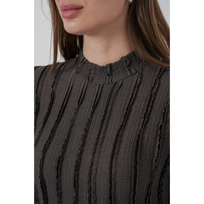 Kadın Dokulu Esnek Örme Bluz 975 - Antrasit